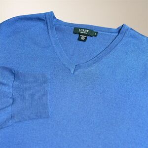 J.Crew Men's XL Blue Italian Merino Wool Sweater V-Neck Pullover Academia Preppy